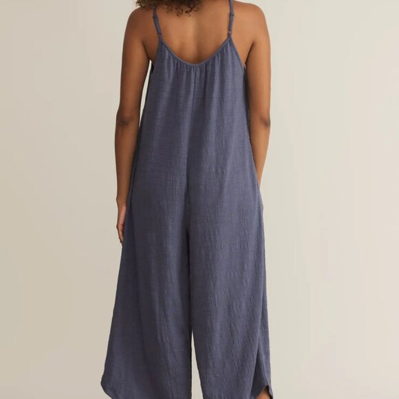 Z Supply Sleeveless Floral Print Wide Leg Flared Jumpsuit Charcoal Gray XS - Picture 6 of 10